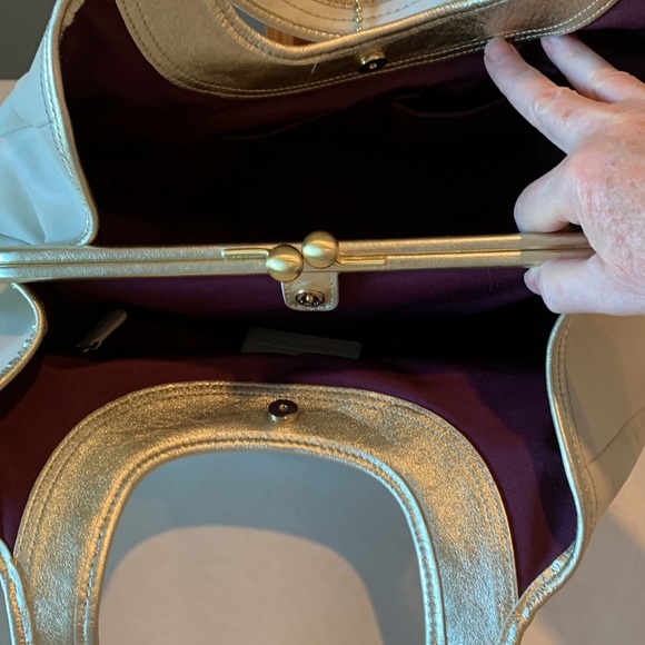 COACH Satchel, Cream with Gold Trim - Picture 11 of 16